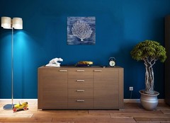 Coral Canvas Wall Art Hand Painted Navy Blue and White Paintings Modern Abstr…