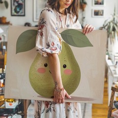 Cheerful Pear Illustration Canvasplayful Kitchen Wall Art