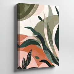 Canvas Wall Art This Vertical Artwork Displays Abstract Plant Forms in a Flat