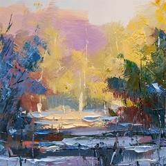 Hand Painted Modern Abstract oil painting Wall Art Decor forest snow scene