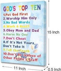 God’s Rules Bible Posters for Kids – 12×15 Canvas Wall Decor
