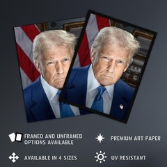 United States 47th President Donald Trump Portrait Man Cave Unframed Wall Art…