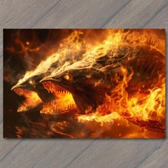 Art Print Piranha from Hell Fire Evil Fish Teeth Demon Devil Animal Scary Unusua