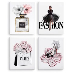 Fashion Canvas Wall Art Framed, Modern Artwork for Girls Bedroom Wall Décor P…