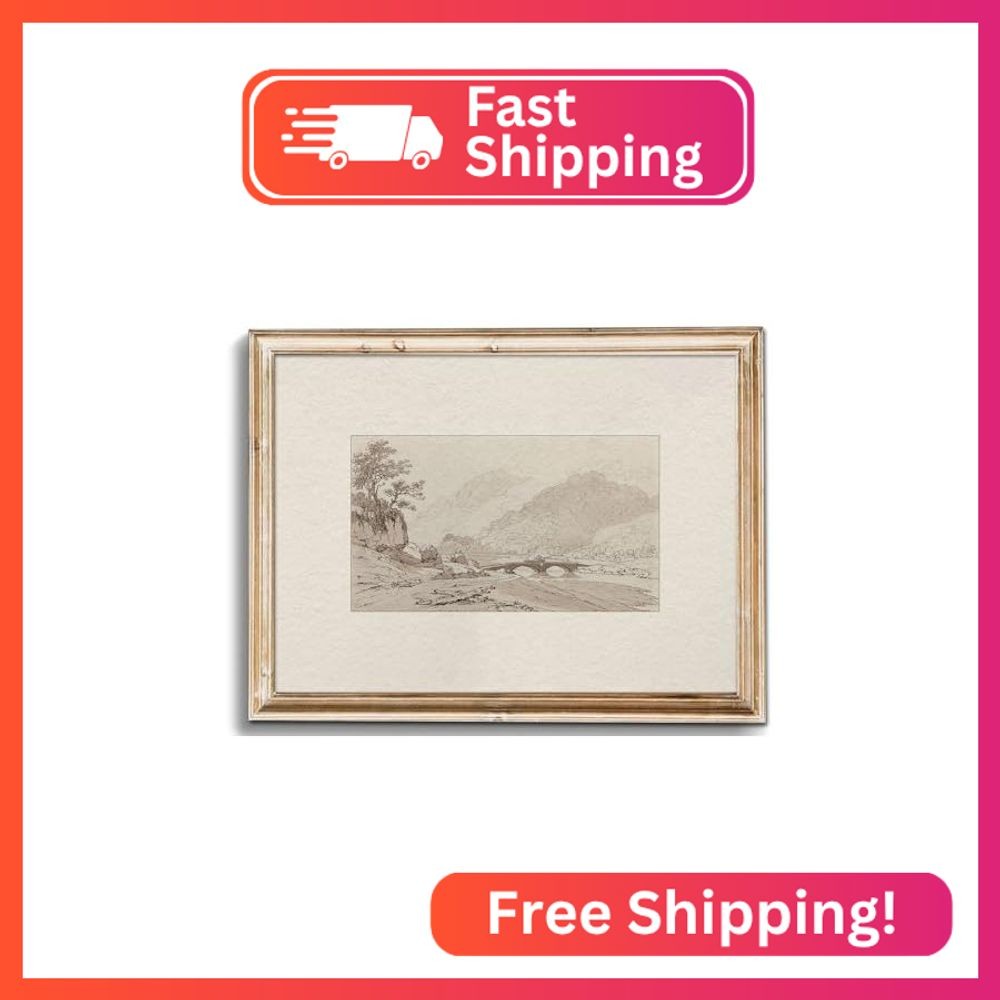 uniro Neutral Gallery Wall Art Prints, Farmhouse Landscape Sketch Wall Painting