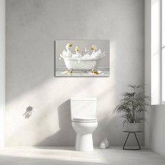 Duck Canvas Wall Art Bathroom Animals Painting Prints Cute Animal Pictures Du…