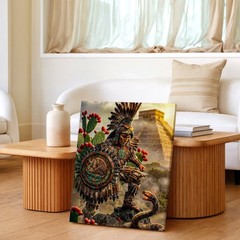 Wall Art Aztec Warrior Eagle Headdress Snake Pyramid Cactus Mexico Poster Print