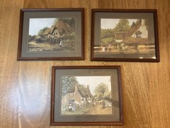 Set of 3 Collectible Vintage EnglishCountryside Cottage Prints, Framed 10x12in