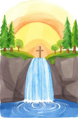 Christian Cross Waterfall Landscape 4×6 Photo Print Religious Wall Art Decor