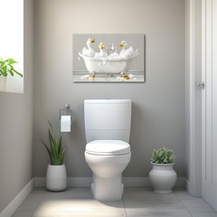 Duck Canvas Wall Art Bathroom Animals Painting Prints Cute Animal Pictures Du…