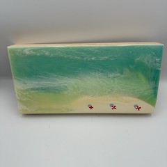 Debi Perkins Resin Ocean Beach Art Coastal Wall Decor 12×6 Handmade Seascape