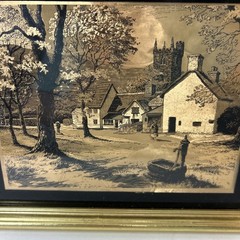 Lionel Barrymore Etched Gold Foil Print Framed Mid-Century Modern 10 1/2 “ VTG