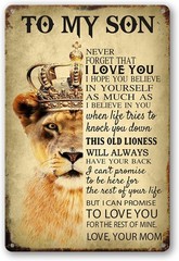 To My Son Inspirational Metal Wall Art – Vintage Tin Sign, 8×12 Inches