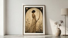 Goddess Artemis Poster Greek Mythology Art Nouveau Diana Archery Huntress Decor