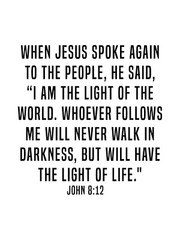 John 8:12, Bible Verse Quote, Poster Print, Home Wall Decor