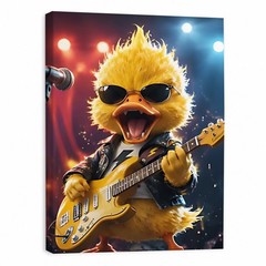 Rock Star Duck Canvas Wall Art Funny Guitar Duck Music Room Decor Print 8*12in