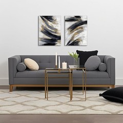 2 pieces Black and Gold Abstract Wall Art 2 Pack Black and White Canvas Wall …