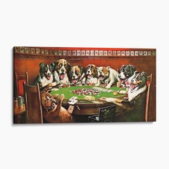 Dogs Playing Cards – Poker Sympathy by CM Coolidge Canvas Wall Art Print