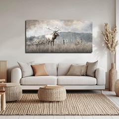 Large Bull Elk Wall Art, Deer Wildlife Canvas Print, Rustic Modern Farmhouse …
