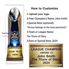 Custom Fantasy Football Trophy – Personalized League Champion Acrylic Award Gift