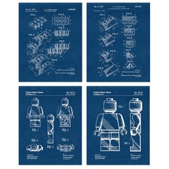 Classic Interlocking Figure Patent Prints, 4 (8×10) Unframed Photos, Wall Art…