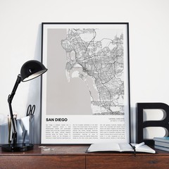 San Diego City Map Print, California Travel Poster, Modern Map, Wall Decor Art