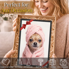 Funny Chihuahua Wall Art Framed 11×17, Dog in Pink Towel Poster, Pet Lover Gift