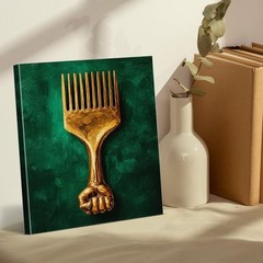 African American Black Power Print Canvas Wall Art Home Decor Gold Afro Pick …