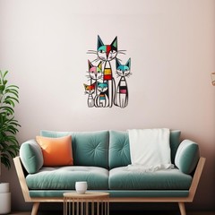 Colorful Iron Cat Wall Art – 10.6×15.7 in, Perfect for Cat Lovers’ Homes