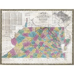 Historic State Map – Virginia Maryland – Mitchell 1832 – Vintage Wall Art