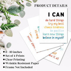 Art Posters for Classroom Inspirational Affirmation Kids Wall Art Prints Set of