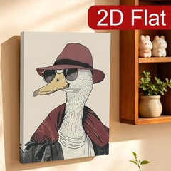 Framed Canvas Cool Gentleman Duck Retro Portrait 2D Flat Home Wall Decor Gift