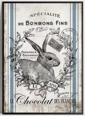 Canvas Wall Art RABBIT French Chocolate Advertisement 12 x 18 Unframed 979