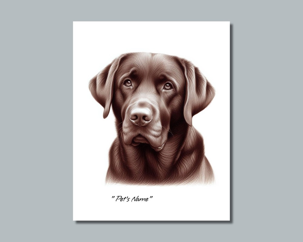 Personalized CHOCOLATE Lab LABRADOR Pet Photo DOG NAME Picture 8×10 11×14 (P3)