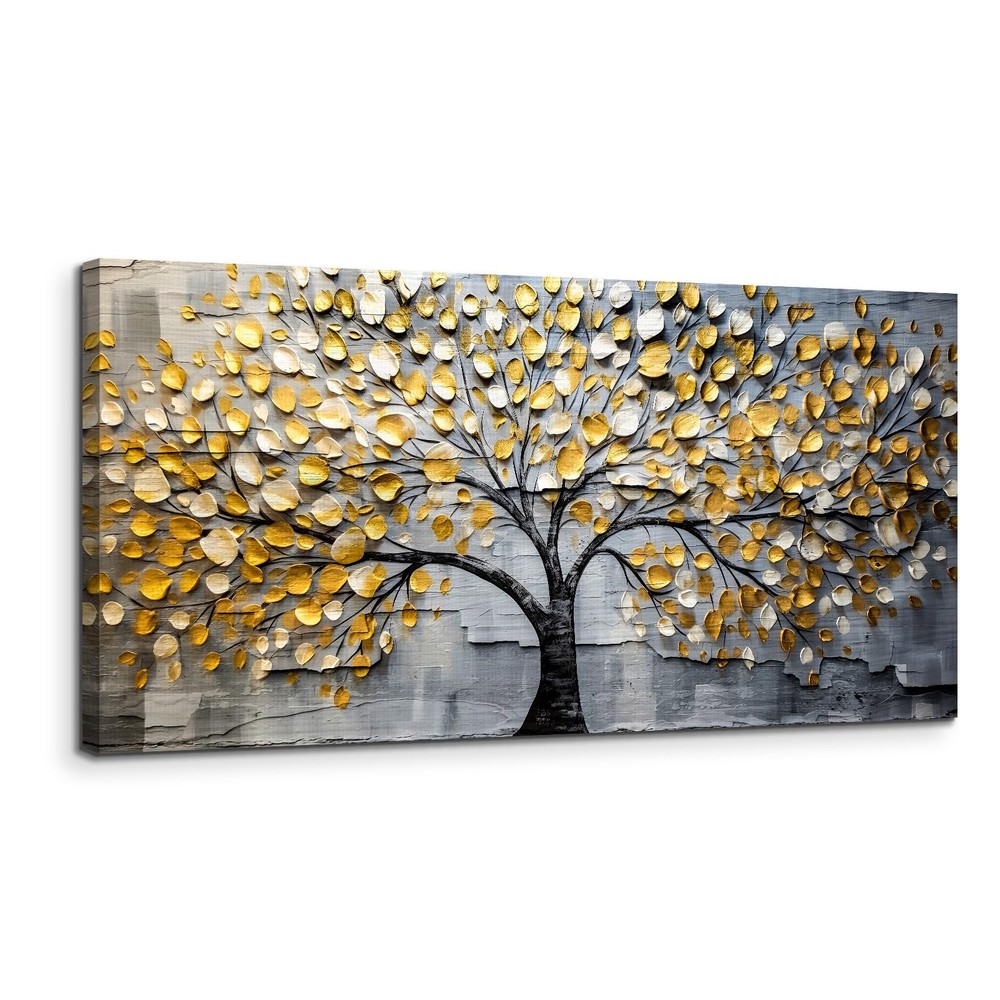 Tree of Life Large Wall Art, Neutral Golden Tree Canvas Art Prints, Gray and …