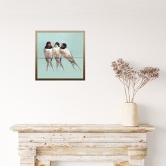 Three Swallows Antique Image 8×8 Canvas Tile Art Print