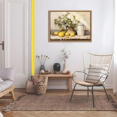 Floating Framed Vintage Kitchen Wall Art, Yellow 16″L x 12″W, lemon