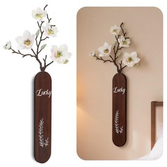 1Pack Wooden Sign Hanging Wall Decoration with Artificial Magnolia Flower, De…