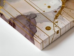 Golden Rain Canvasabstract Art With Metallic Gold And Smoky Gray Tones Wall Art