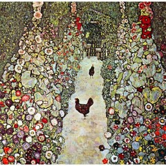 Garden Path with Chickens by Klimt – 30×40 Inch Rolled Canvas Wall Art Print