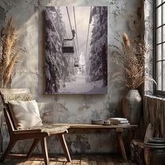 Ski Lift In Winter Forest Journey Through Snow-Covered Pines Embark On