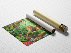 Canvas art print giclée poster pillow Tigers and other exotic animals rainforest