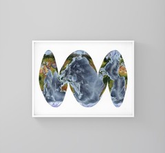 World Map, Goode Homolosine Ocean Projection World Map, Framed World Relief Map