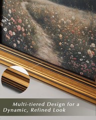 Elegant Gold Framed Floral Canvas Art – Morning Meadow 8×10 Inch Decor