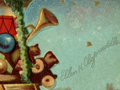 1909 Santa in a Blimp Poster: Vintage Christmas Art, Toys, Holiday Decoration