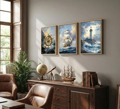 3PCS Nautical Canvas Wall Art Modern Sailing Sailboat 16″L x 12″W Posters