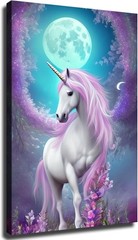 Fantasy Unicorn Moon Poster Magical Pink Wall Art Kids Room Decor