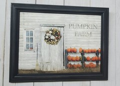 Lori Deiter Pumpkin Farm Framed Autumn Fall pumpkins 12×16 wall picture