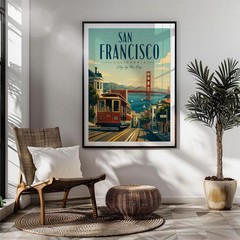 San Francisco Travel Poster Print Vintage California Wall Art Retro Cityscape