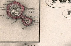 Old Map French Polynesia Vintage Map 1858 Wall Map Print Framed